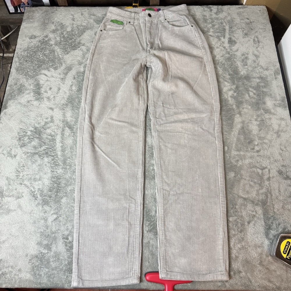 Empyre Tori Corduroy Pants‎ Womens 0 Black Casual Baggy Y2K Cotton Retro #7928